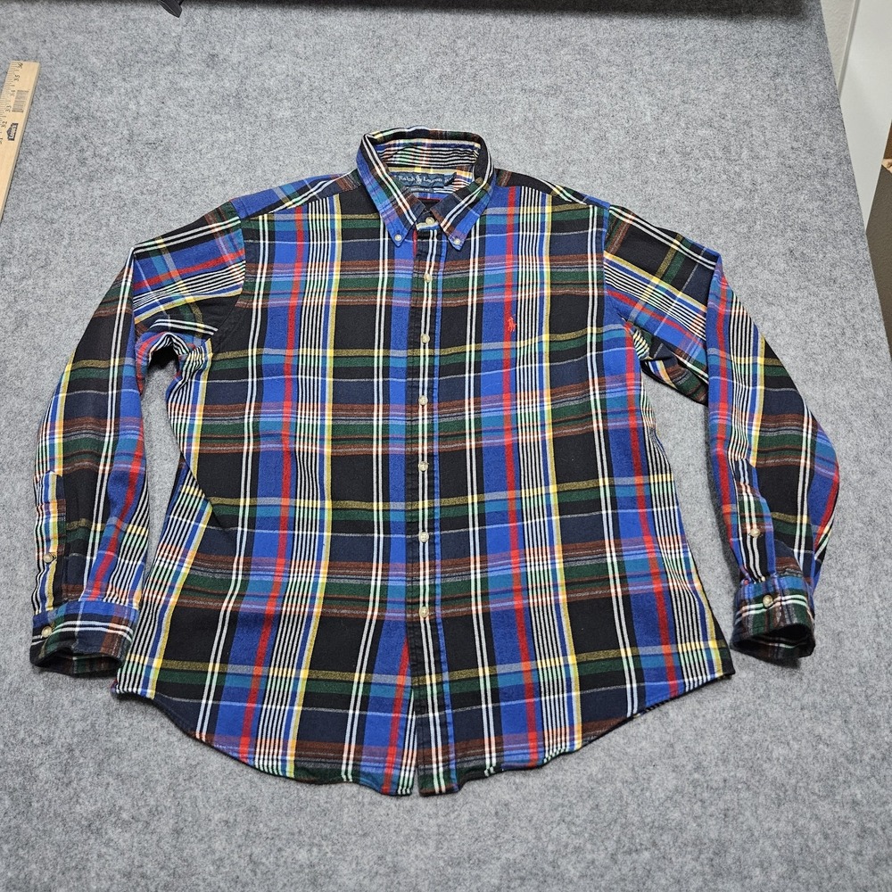 Ralph Lauren Mens XL Custom Fit Plaid Checkered Long Sleeve Button‎ Down Shirt